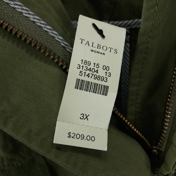 Talbots Woman Hooded Anorak 3X Military Green NWT - Picture 5 of 6